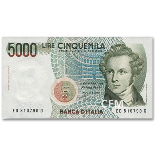 5000 Lires Italie 1985 - Vincenzo Bellini (1801-1835)