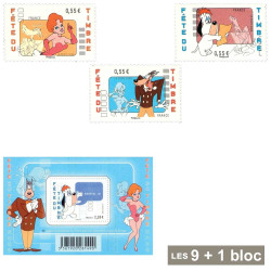 9 timbres + 1 bloc-feuillet...