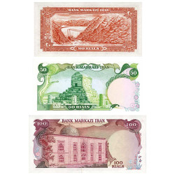 Lot de 3 billets Iran