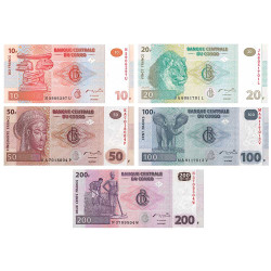 Lot de 5 billets Congo